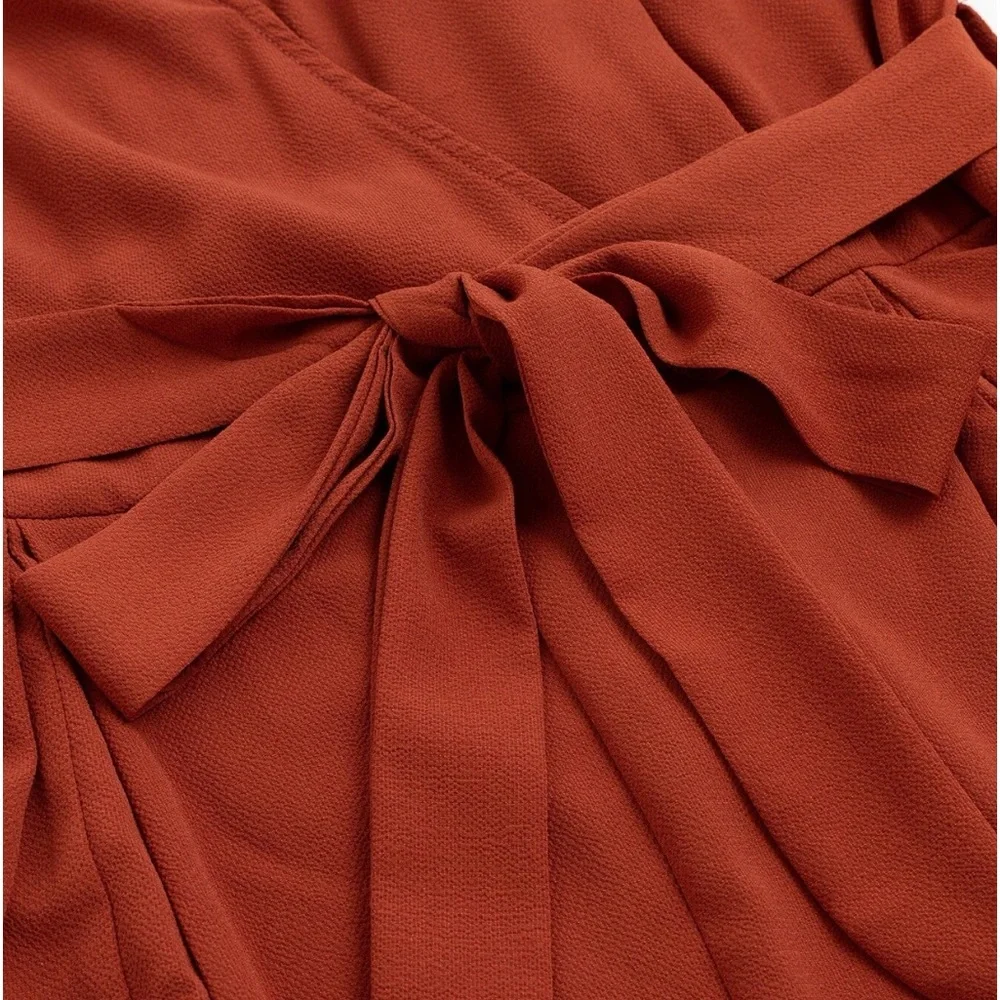 Plus Size Slit Cami Belted Jumpsuit Burnt Orange - Picture 5 of 9